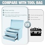 WORKPRO Mini boîte à outils en métal, coffre à outils supérieur contenant deux tiroirs avec glissières à billes, doublures de tiroir en PVC et pieds en PP, boîte à outils durable en acier laminé à froid pour rangement polyvalent