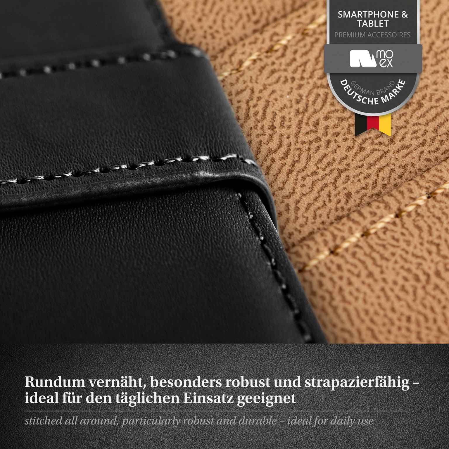 moex Set 4 in 1 per Samsung Galaxy S25 Edge con 3 pellicole protettive, scomparto per carte di credito, custodia a libro e pellicola FlexProtect, protezione completa a 360°, colore nero