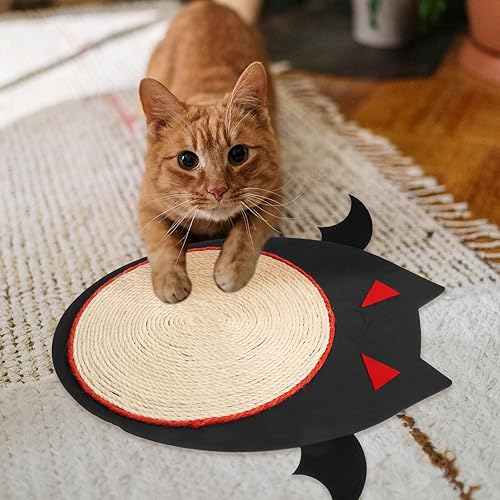 Miniatura 3 de iplusmile Alfombrilla para rascar para gatos de Halloween, con forma de murciélagos, 12 x 12 pulgadas
