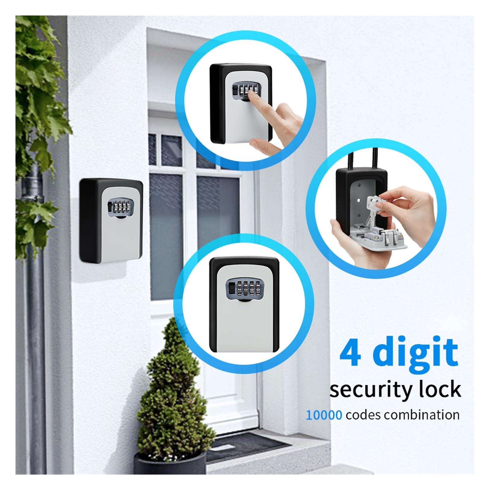 Caja de almacenamiento de les de pared resistente a la intemperie con cerradura de contraseña de metal segura para uso doméstico soporte seguro para les y conveniente (1 pieza A2)