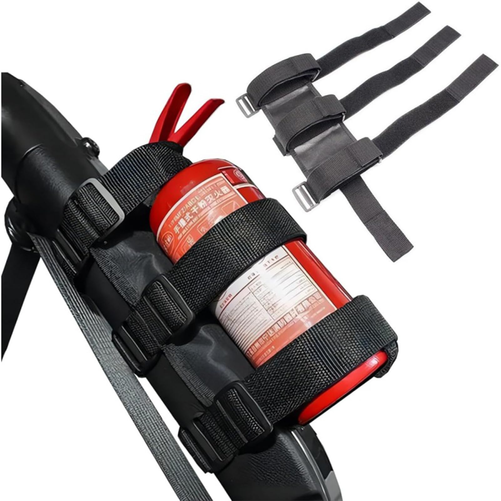Überrollbügel Feuerlöscher Halterung Auto Kofferraumhalter Auto-Feuerlöscher-Halterungsgurt Verstellbarer Gürtel für Auto Auto Praktisches Zubehör Drittanbieter-Zubehör für Jeep (Schwarz)