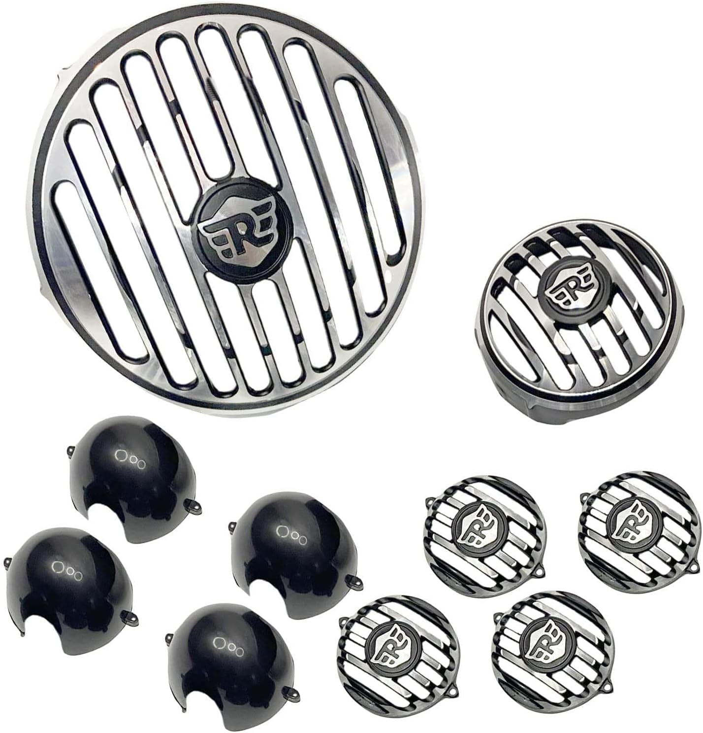 Bike Dimond Metal Front Rear Headlight Grill/Jali Cover Set With Tail Lamp, Indicator Cup/Head Light Jali cover (Set Of 10) Compatible With Hunter 350