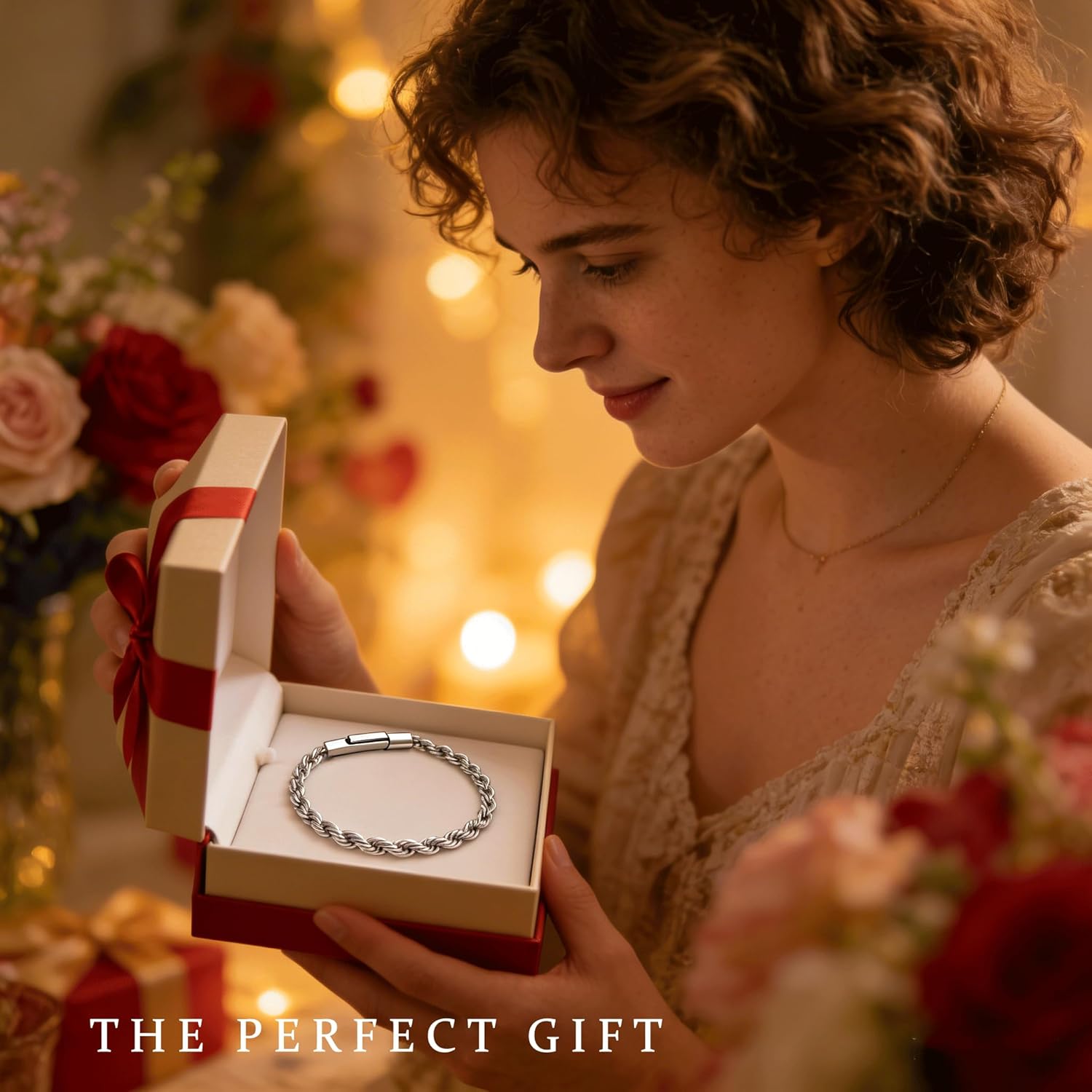 BBXBD Stainless Steel Rope Silve Bracelet for Men Miami Chain Bracelets for Men, 3mm/4mm Wide， 6.5" 7" 7.5" 8" 8.5" Inch Hip Hop Mens Bracelets， Valentine's Day Jewelry Send Gift Box - Image 4