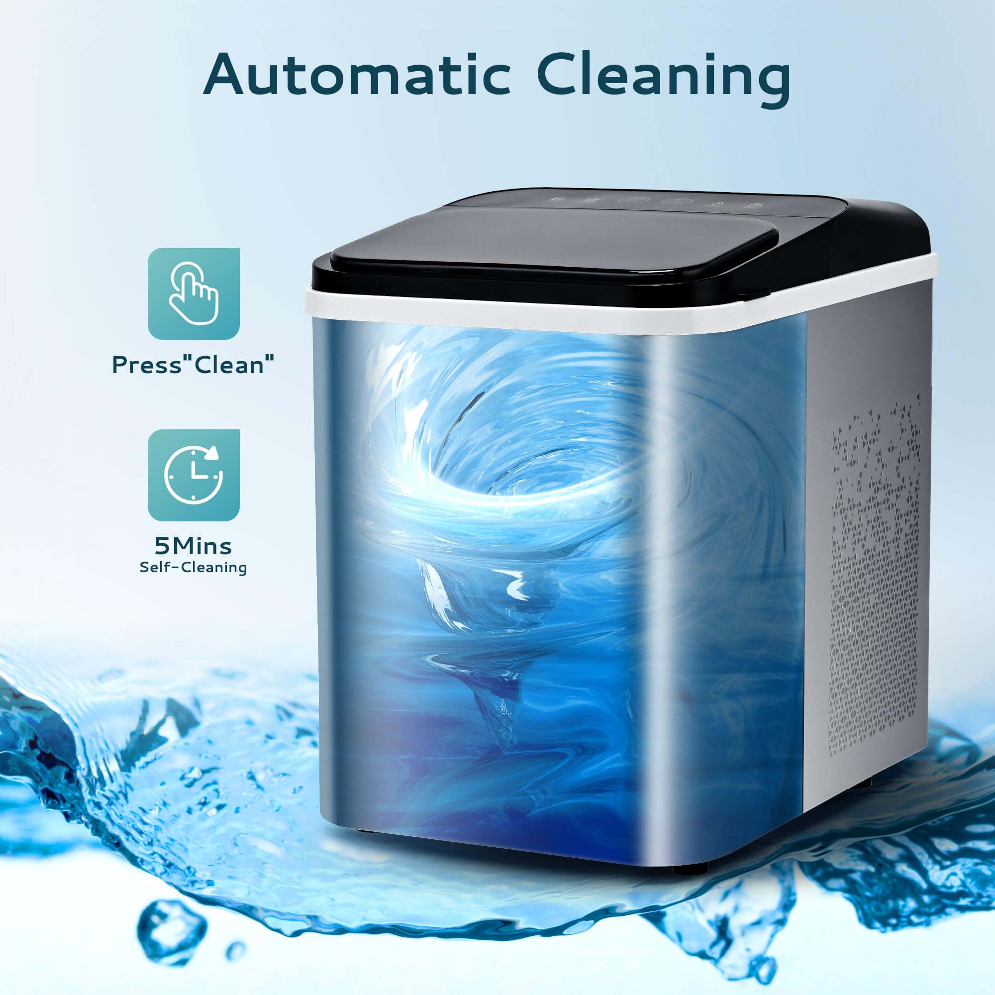 Euhomy Nugget Ice Maker Countertop, Ready In 8 Mins, Self-Cleaning, 34lbs/24h Portable Ice Maker Machine With Ice Scoop & Basket, Sonic Ice Makers With Chewable Pellet Ice For Home/Party/RV/Camping on Fridge.com - View 5