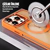 Case for iPhone from Babylon Camera Protected Matte Transparent Color Stand Case with Magsafe Wireless Charging Feature (Lens Gift) (Orange, iPhone 15 Pro Max)