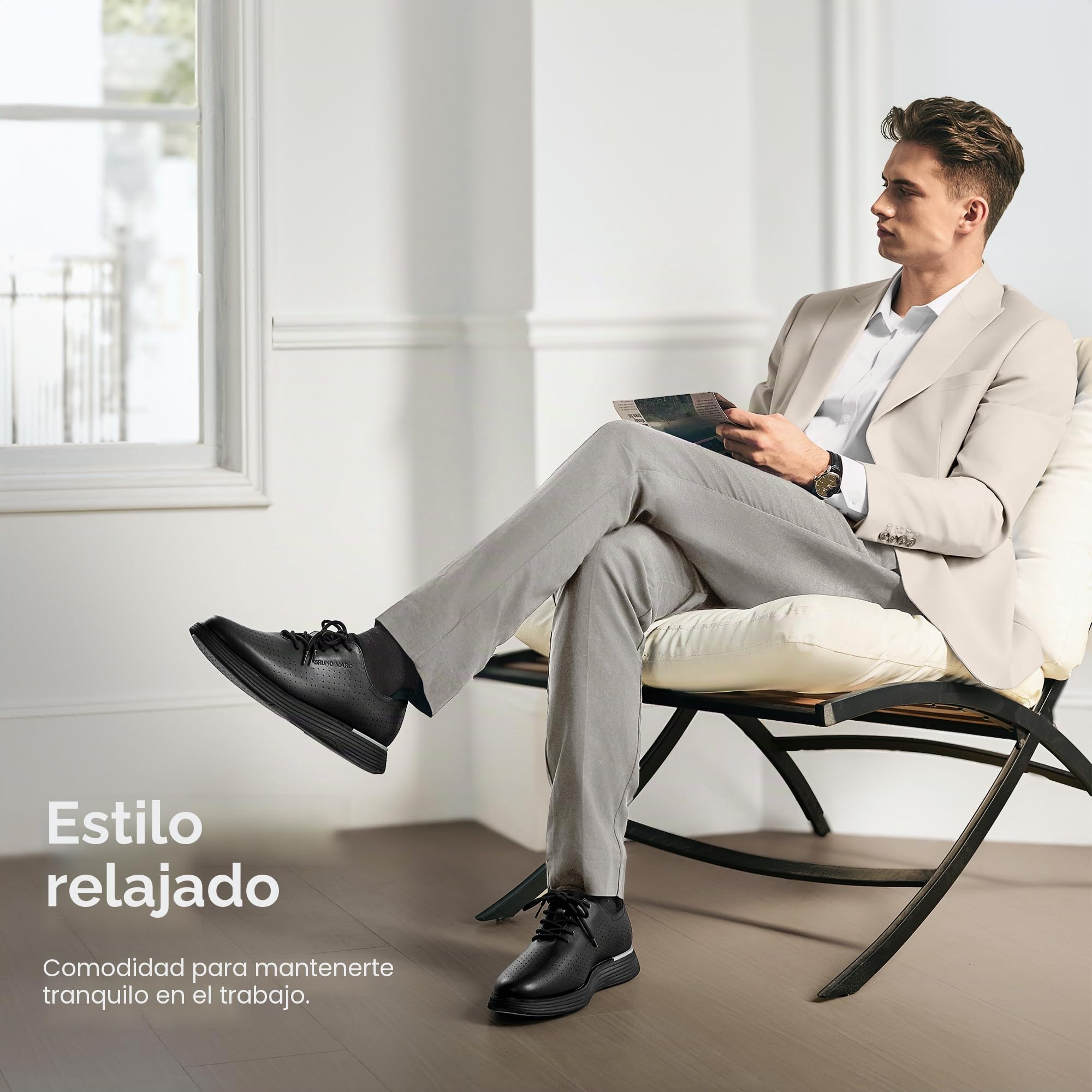 Bruno Marc Zapatos de Vestir de Moda para Hombre Zapatos de Cordones Comodos Oxfords Casual