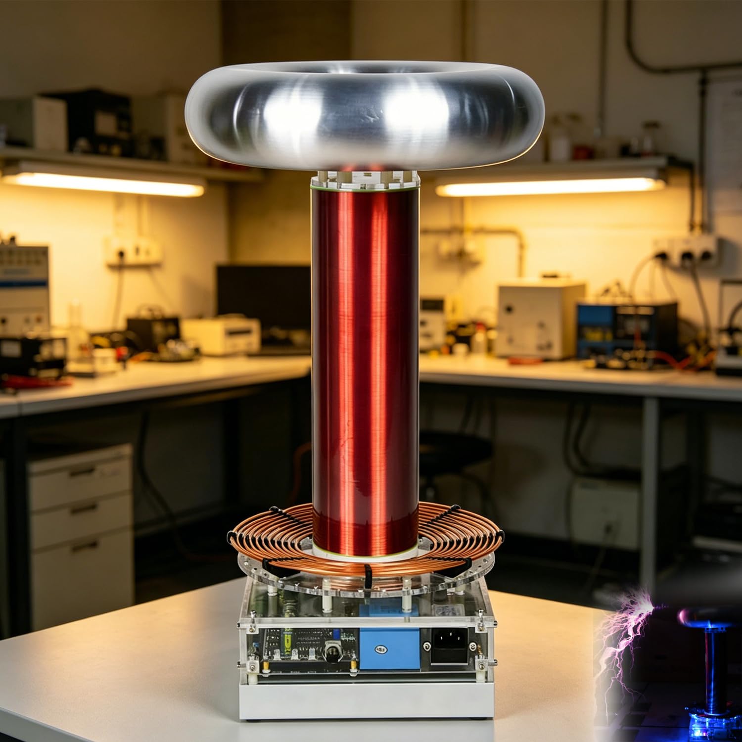 OSPSHPG 60cm Music Tesla Coil Kit, Music Tesla Coil Artificial Lightning, 3.5mm Audio Interface, Experiment Desktop Toy Model, For Physics Learning And Electronic Education