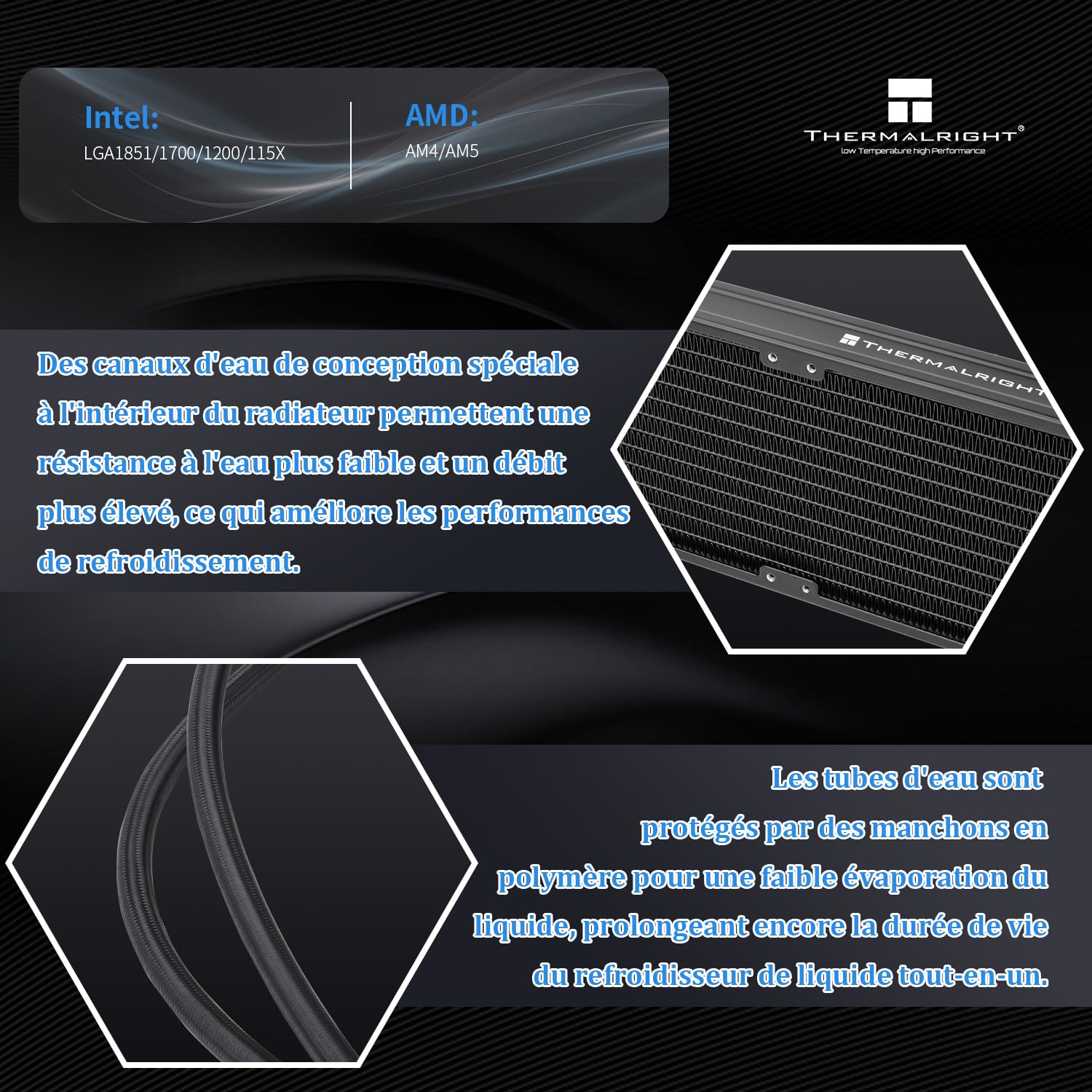 Thermalright Aqua Elite 360 V5 ARGB Negro CPU enfriador líquido, 360 tamaño de fila de enfriamiento, para AM4 / AM5, Intel LGA115X /1200/1700/1851, 360 mm AIO