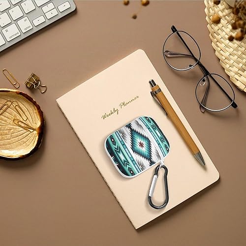 Miniatura 7 de Funda compatible con Airpods, color verde azulado, turquesa, tribal, navajo, azteca, patrón étnico, para mujeres y hombres, a prueba de golpes,