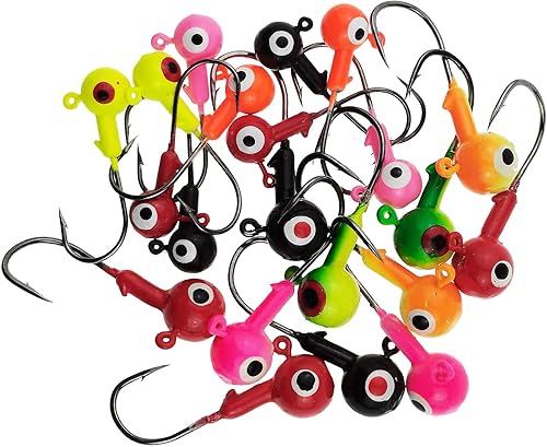 Miniatura 1 de Ganchos de pesca con ojos 3D, con cabeza de bola colorida, anzuelos afilados, pesca para señuelos de pesca de gusanos, trucha, agua salada y agua