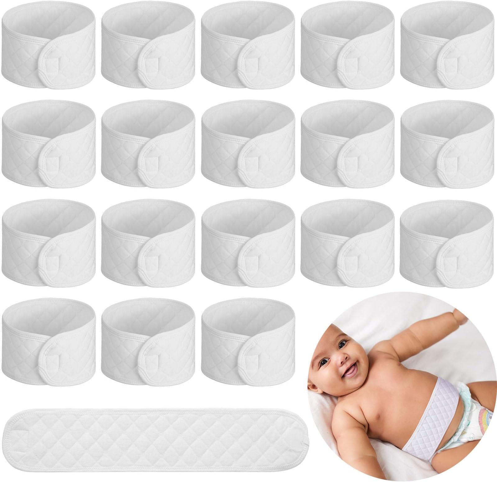 Nuanchu 20 Pieces Baby Belly Band Cotton Newborn Belly Belt Infant Umbilical Cord Protector Soft Baby Belly Button Band Newborn Navel Belt for Protection Abdomen Baby Boy Girl Gifts 0-12 Months