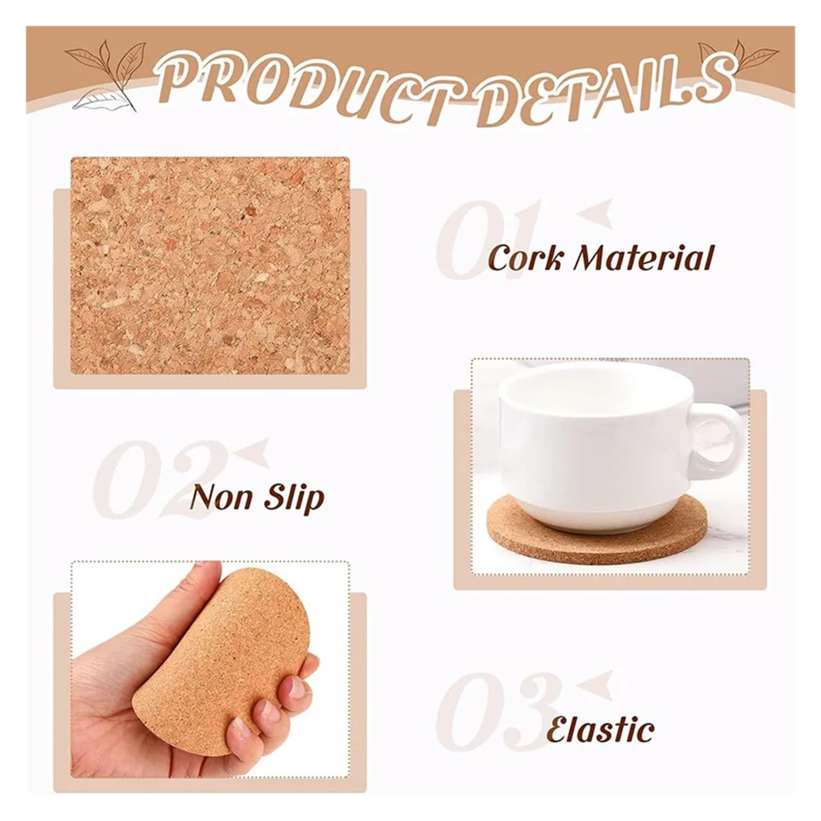 sous-Verres en liège, Coussinets de Fond Tasse Table for Le café et la Boisson Quotidienne(30PCS 90 x 3mm)