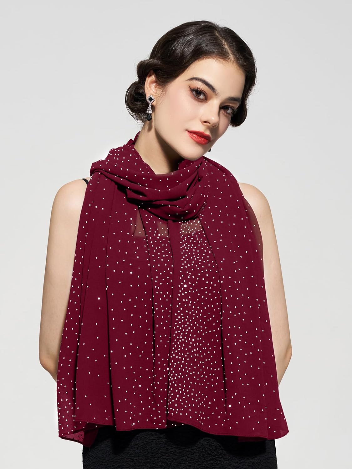 YESSA Womens Rhinestone Shawls and Wraps for Evening Dresses,Sequin Chiffon Shawls and Wraps for Weddings Formal Shawl Scarf - Image 4