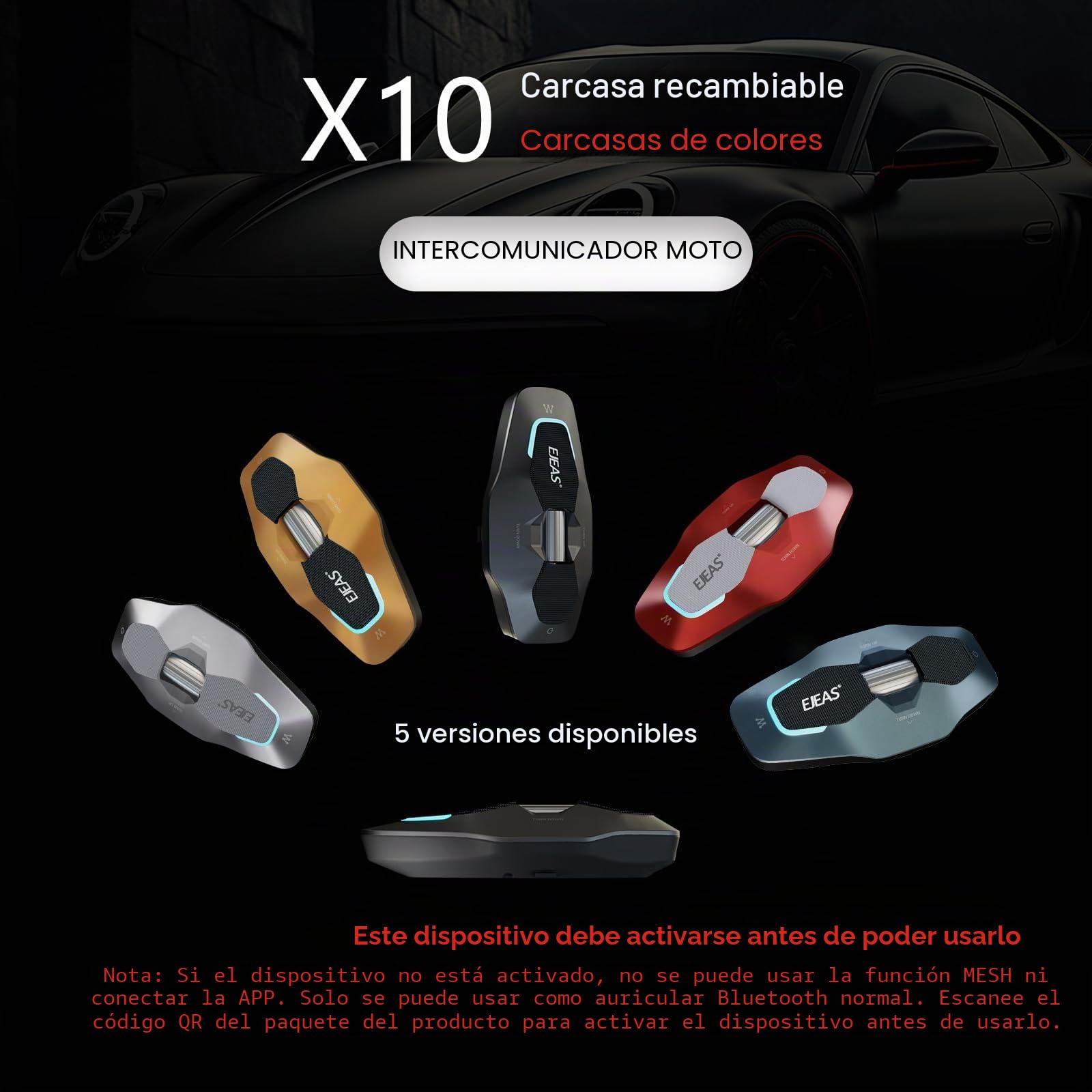 X10 Sistema de Intercomunicación Bluetooth para Cascos de Moto, Mesh 4.0 + Conexión 5G Móvil para Grupos, Compartir Música e IP67 Resistente al Agua Comunicación Grupal par (Verde)
