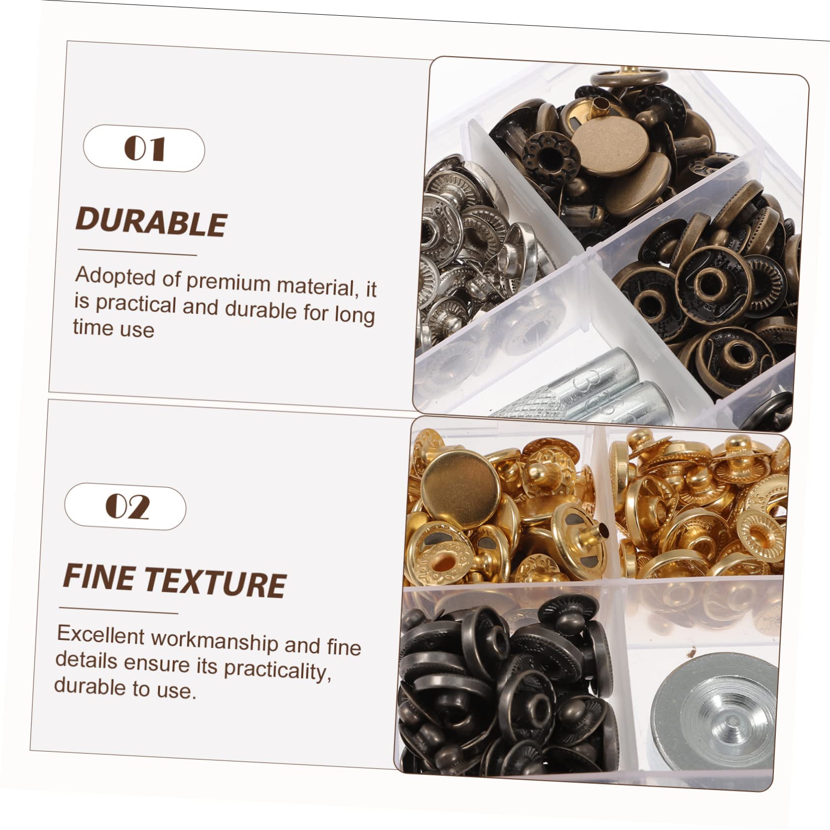 Kit de Broches de Presión Metálicos para Ropa y Cuero con Colores y Herramientas para DIY Chaquetas Jeans Bolsos Pulseras