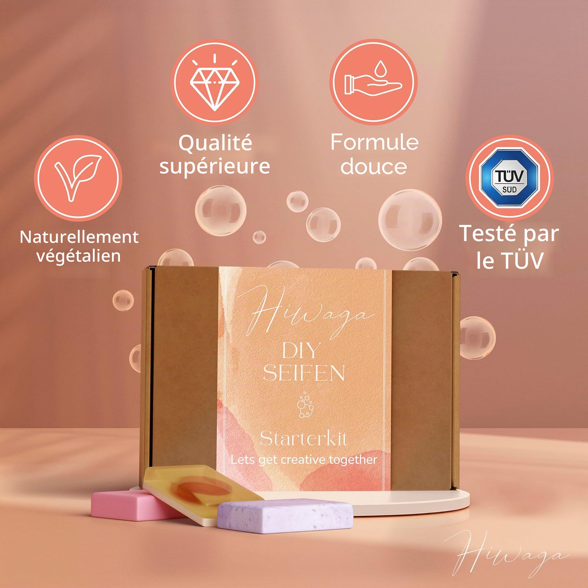 Hiwaga Kit DIY pour faire soi-même des savons pour adultes, kit de démarrage pour la création créative de savons, kit pour faire soi-même des savons pour adultes, kit complet comprenant des savons