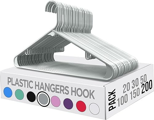 Vista 29 de Utopia Home Perchas de plástico, paquete de 30 unidades, perchas con ganchos, duraderas y ahorran espacio (negro)