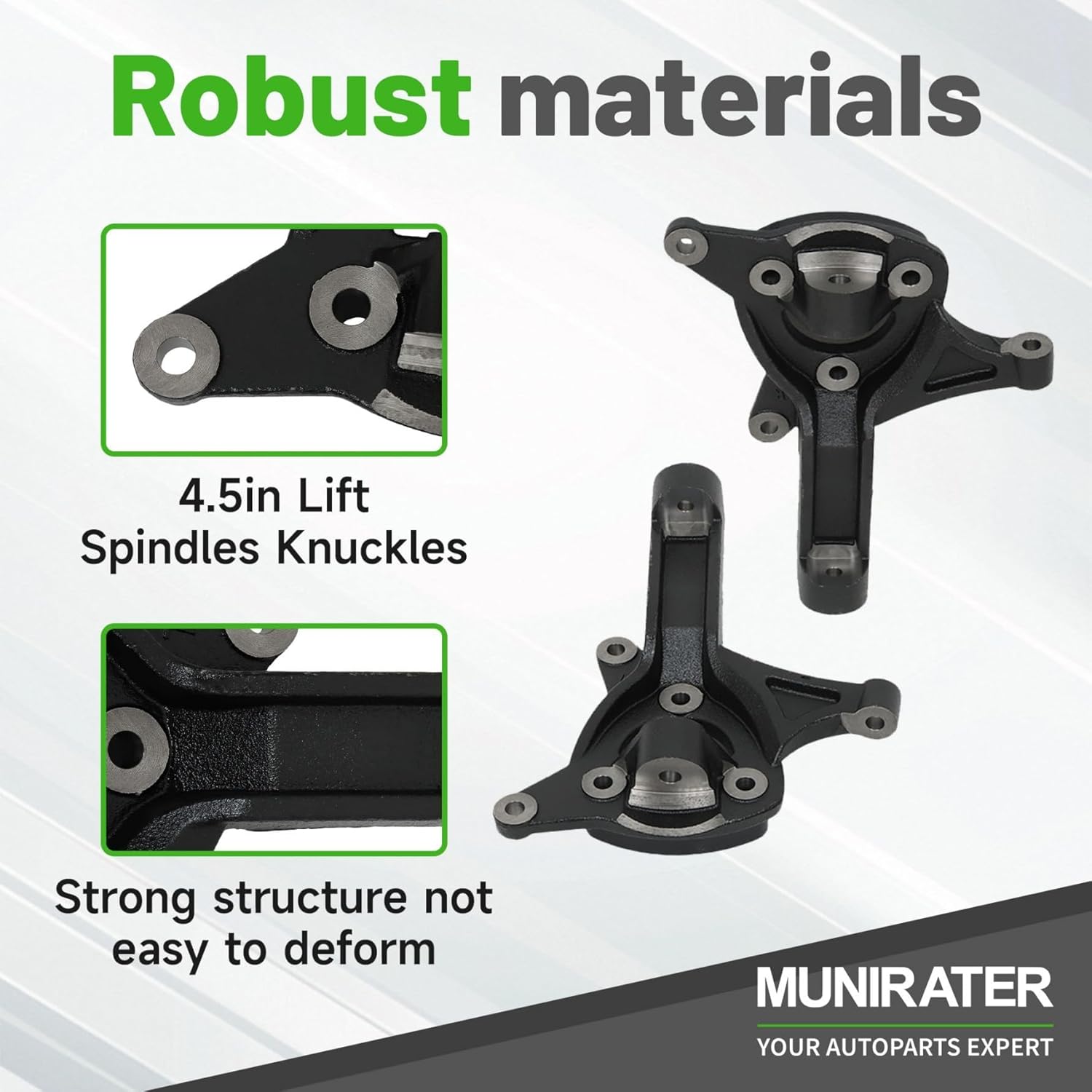 munirater Pair 4.5in Lift Spindles Knuckles Replacement for Silverado C1500 2007-2017 Replacement for Sierra C1500 2WD