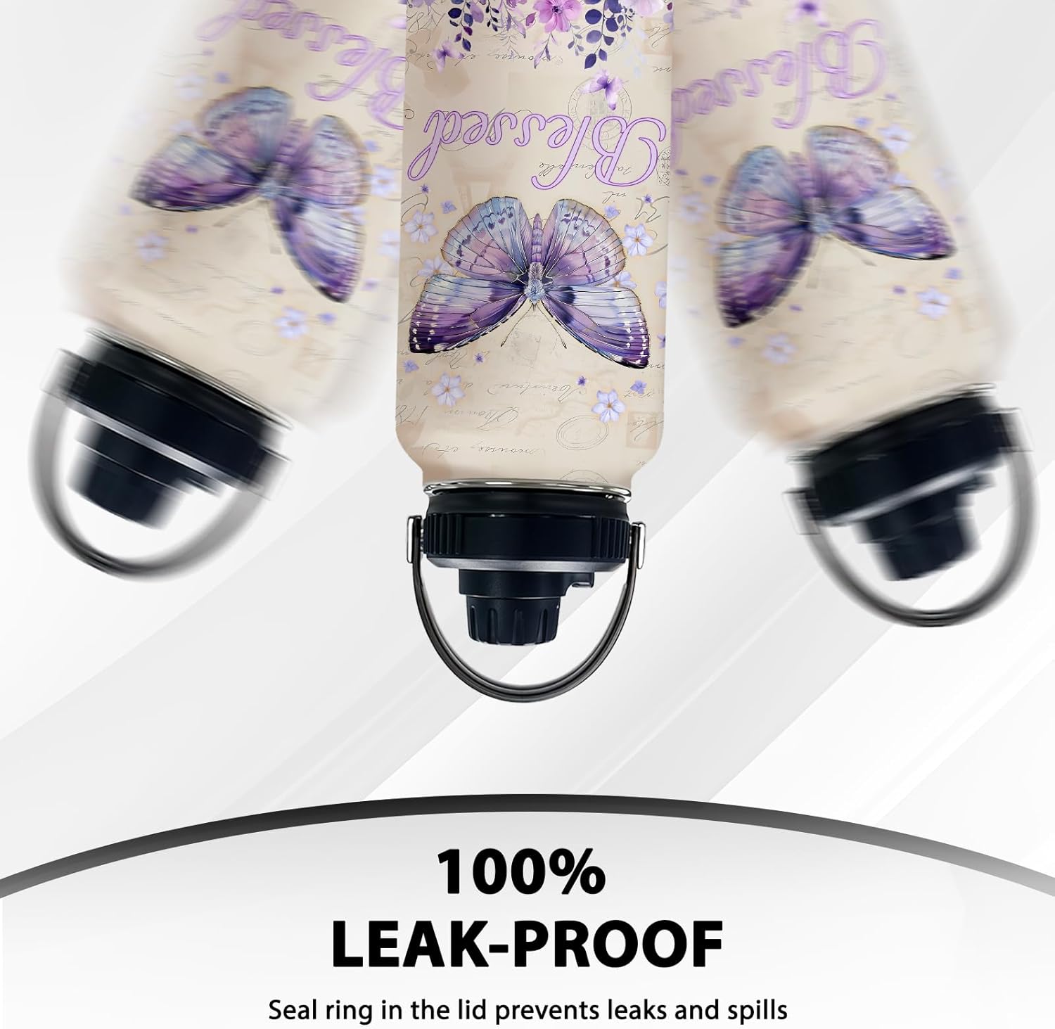 Christian Gifts for Women, Purple Butterfly Water Bottle with Lid for Girls 32oz, Inspirational Religions Faith Based Gifts for Her, Birthday Thanksgiving Christmas Gift with Bible Verse, 1 PCS - Image 5