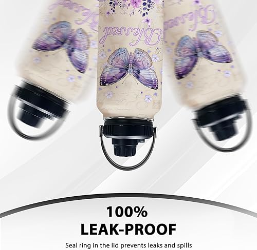 Miniatura 5 de Regalos cristianos para mujeres, botella de agua de mariposa morada con tapa para niñas de 32 onzas, regalos inspiradores basados en la fe para