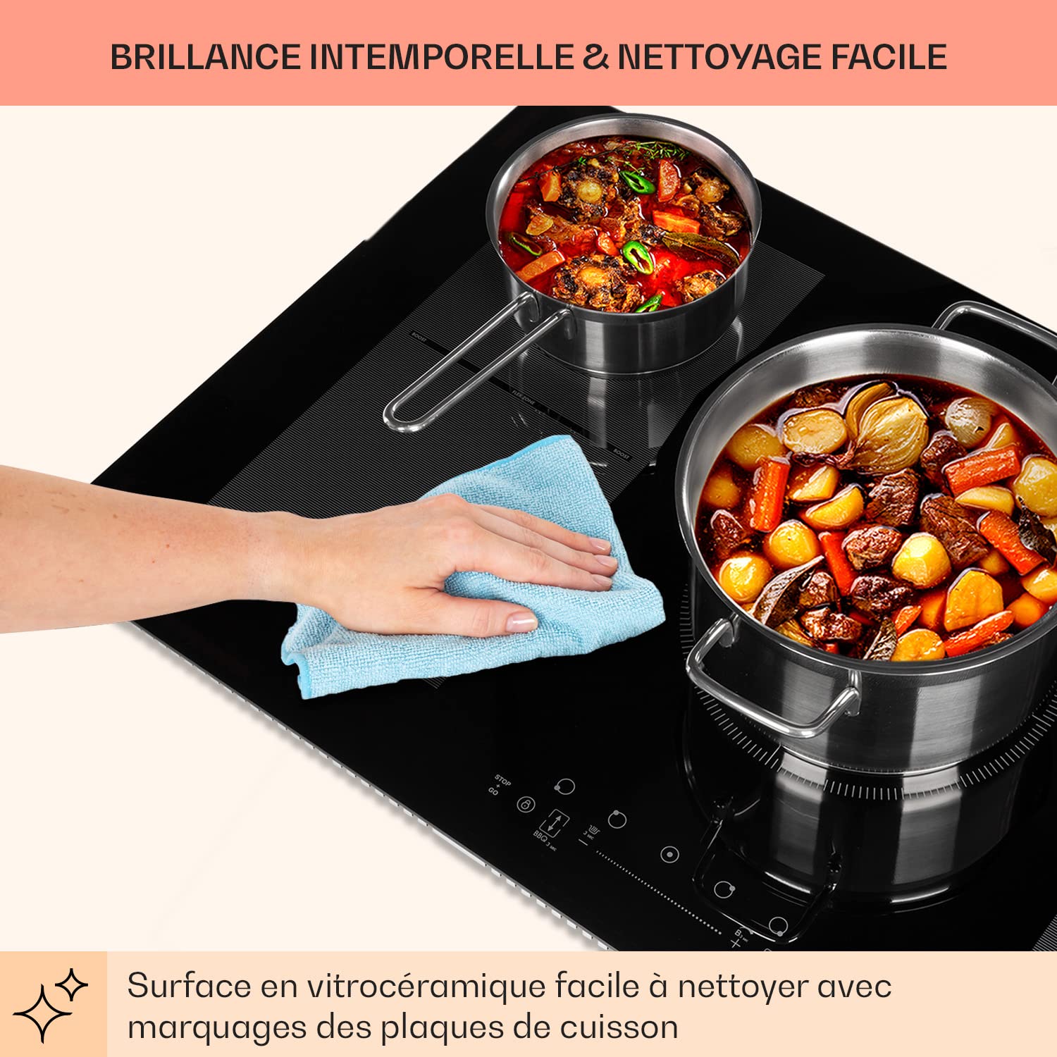 Klarstein Plaque Induction 9300W, Plaque de Cuisson Electrique à Induction, Encastrées 5 Feux, Tables de Cuisson Encastrable, Contrôle Tactile, Rechaud Electrique pour la Cuisine