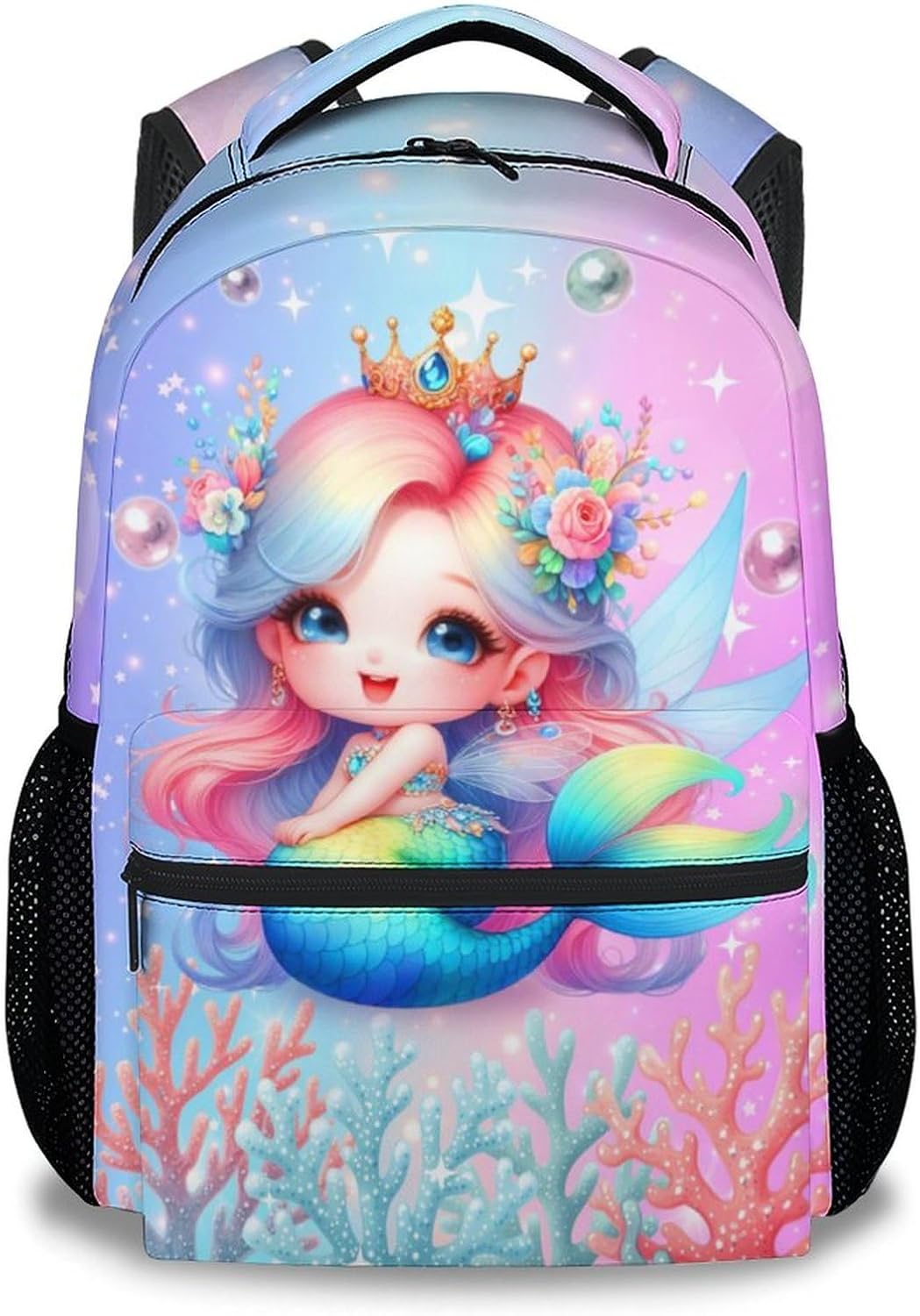 Backpacks for Kids, 17 Inch Cute Mermaid Kindergarten Backpack for Girls, Lightweight Travel Bookbag for Primary School