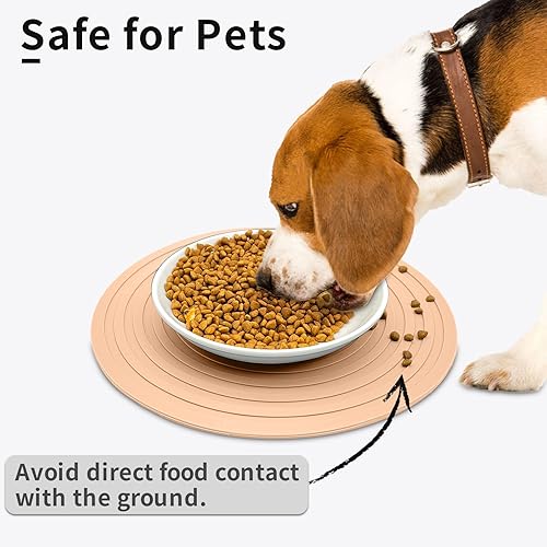 Miniatura 12 de Fhiny 3 tapetes de silicona para comida de mascotas, 9.5 pulgadas, redondo, impermeable, antideslizante, mantel individual para evitar