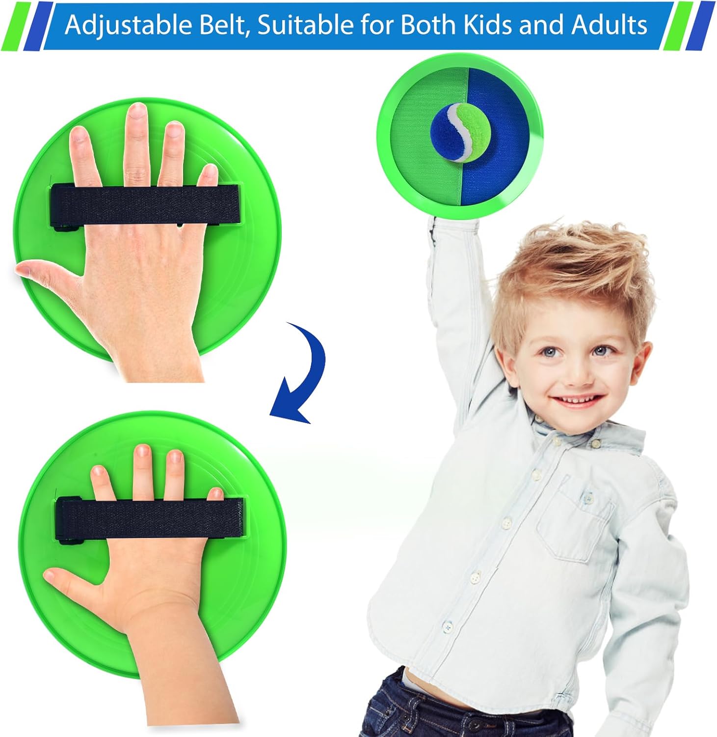 Toss and Catch Ball Set, Paddle Catch Ball and Toss Game for Kids, Great Beach Games/Backyard Games/Outdoor Games for Kids and Family