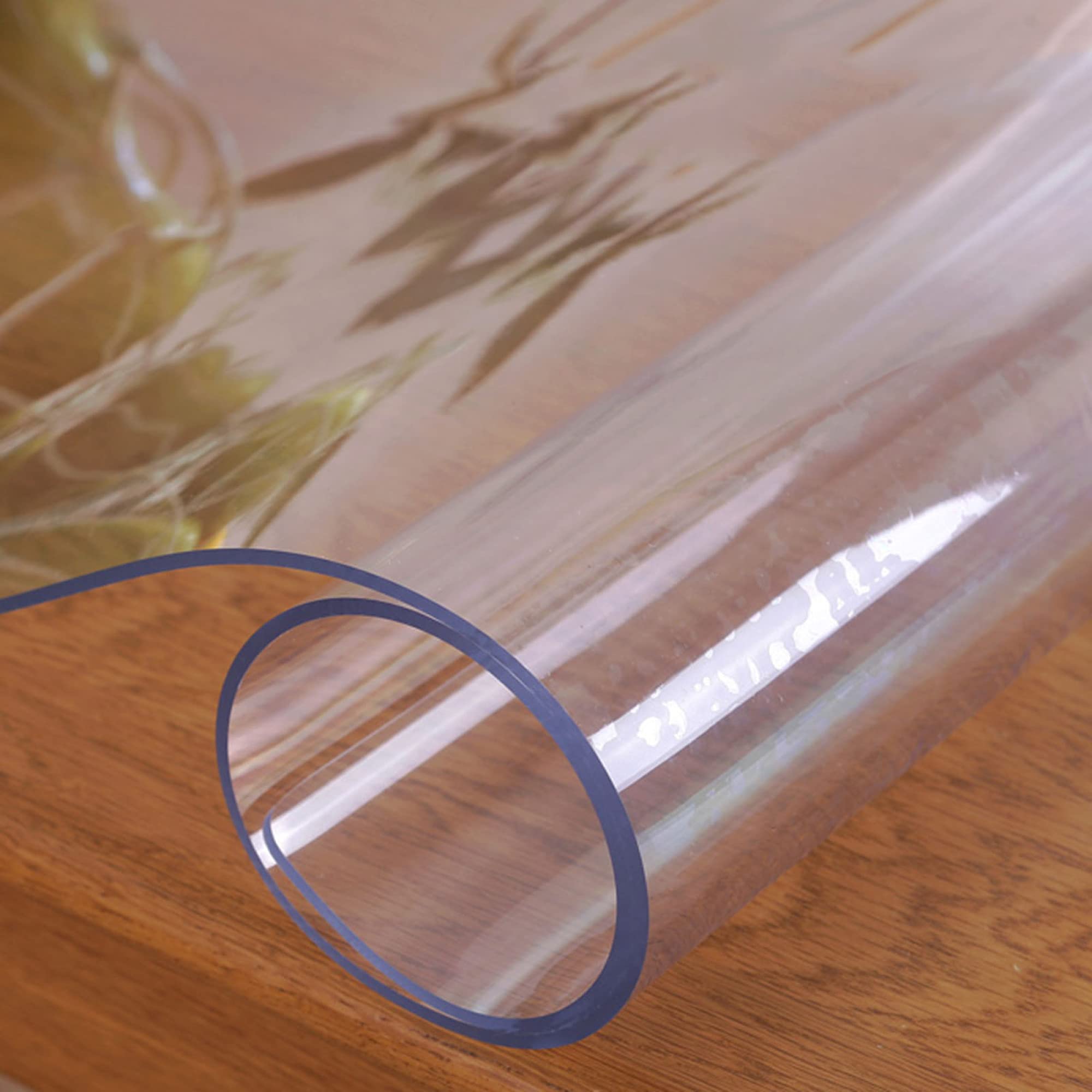 Transparent PVC Tablecloth, Thickness 0.3cm Waterproof and Oil-Proof countertop Protector, Transparent Plastic Tablecloth Cover for Kitchen Cafe Dining Table/Transparent / 80x160cm