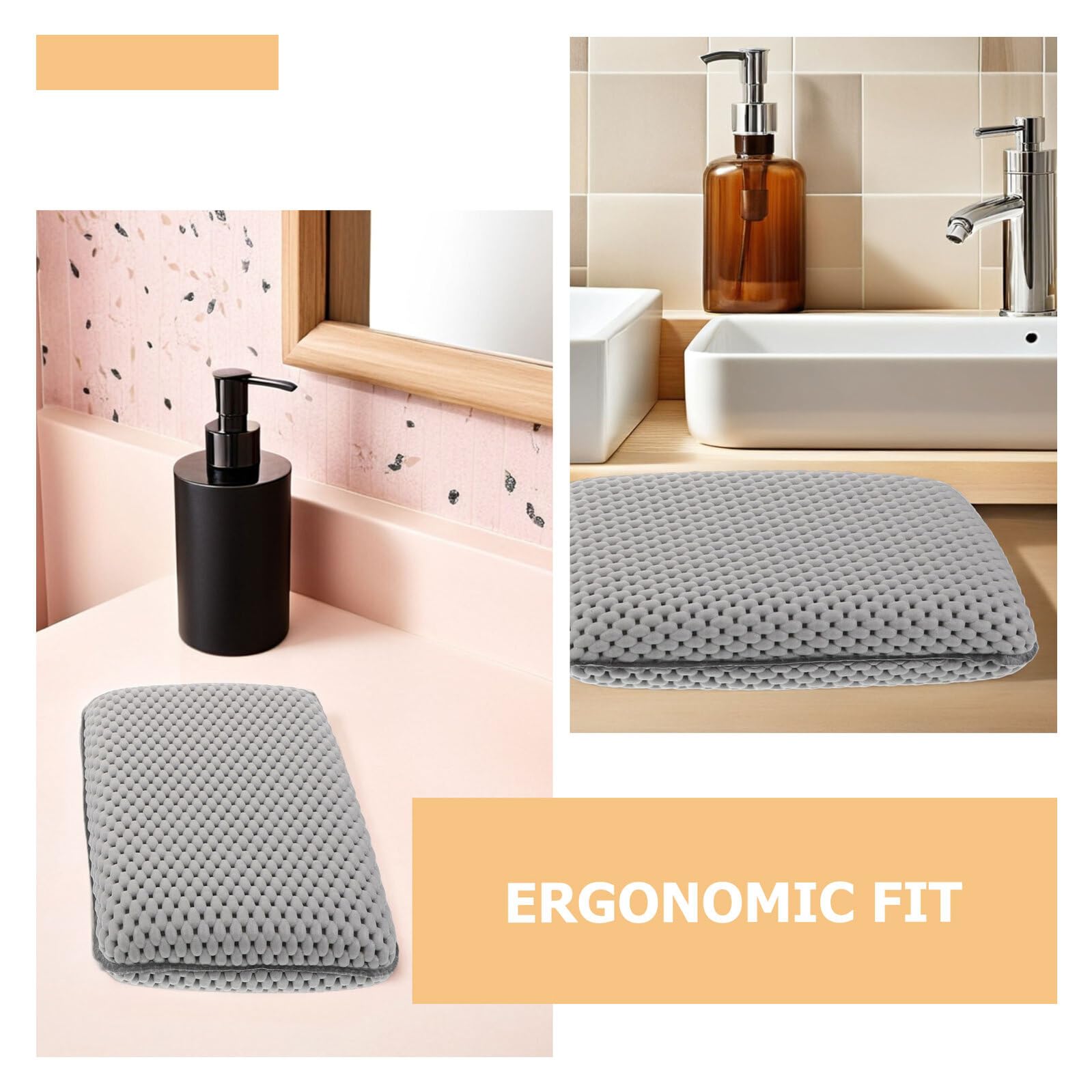 Gatuida Cuscino per Vasca da Bagno Grigio in Schiuma 29x19 Cm con Ventose Antiscivolo, Set 2 Pezzi, Poggiatesta e Supporto Schiena per Relax Spa Domestico e Hotel