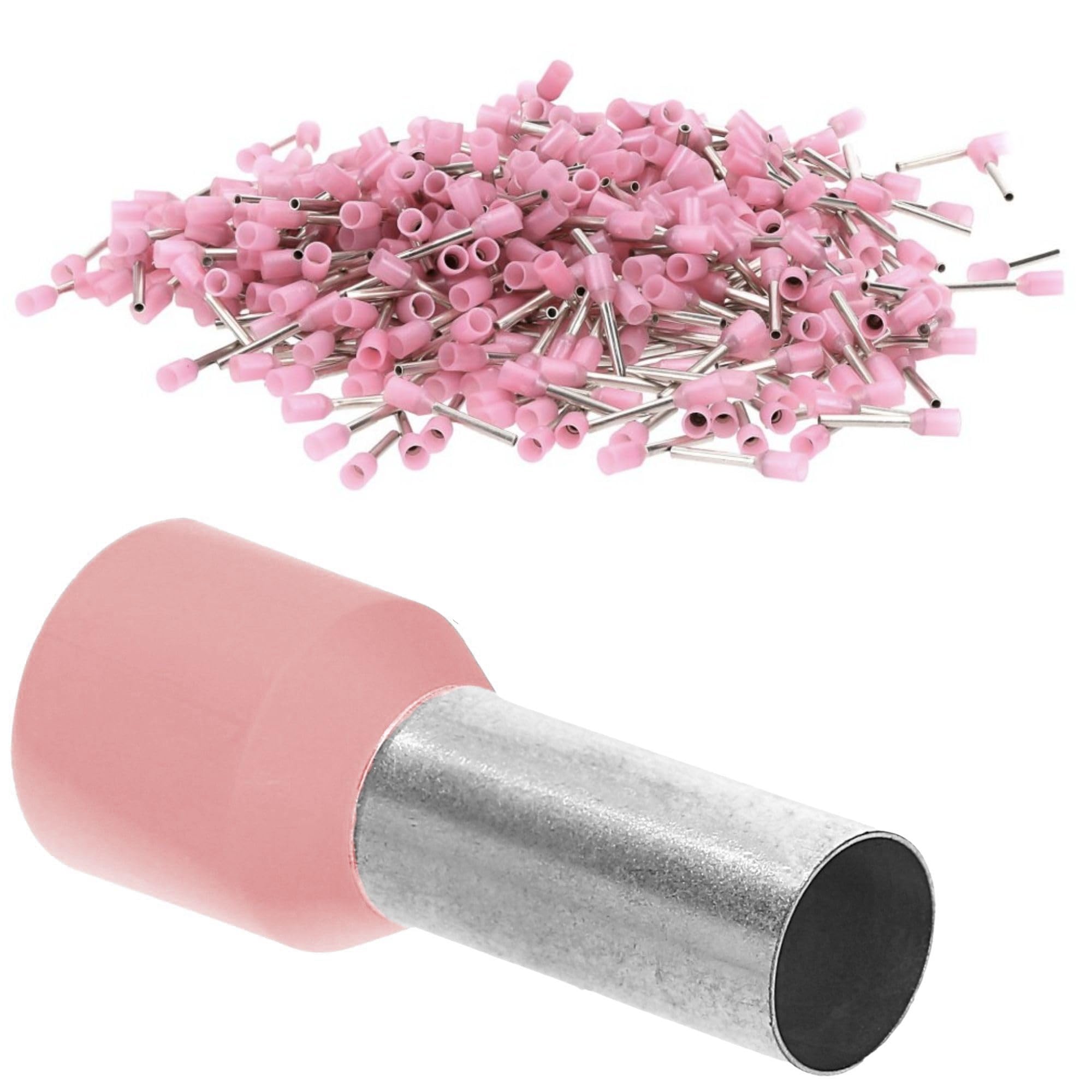 Kalitec 500 Terminali Isolati 0,34 mm² - Manicotti Rosa 12 mm Made in