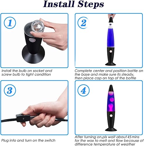 Miniatura 7 de Vanful Lámpara de lava para adultos y niños, lámpara de movimiento líquido morado con flujos de cera blanca, lámpara de luz nocturna fresca con base