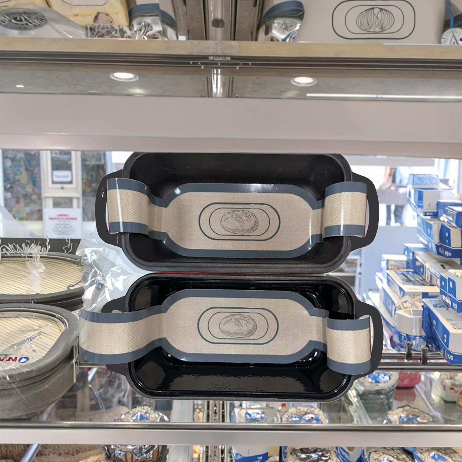Gusseisen Brotbackform mit Deckel & Antihaft-Silikonmatten, 25x13cm Kastenform für Sauerteig, Toast & selbstgebackenes Brot – Gleichmäßige Hitzeverteilung, Brotbacktopf aus Gusseisen