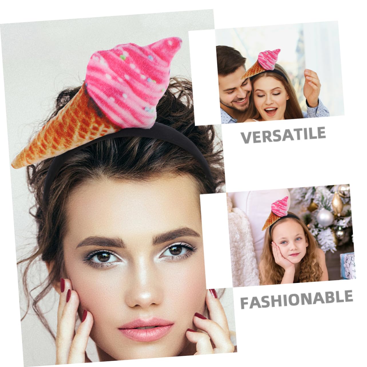 Ipetboom 3Pcs Ice Cream Headband Cute Spa Hair Accessories for Women Aesthetic Headbands for Skincare Decorative Hair Styling Tools for Fun Durable Design image 3
