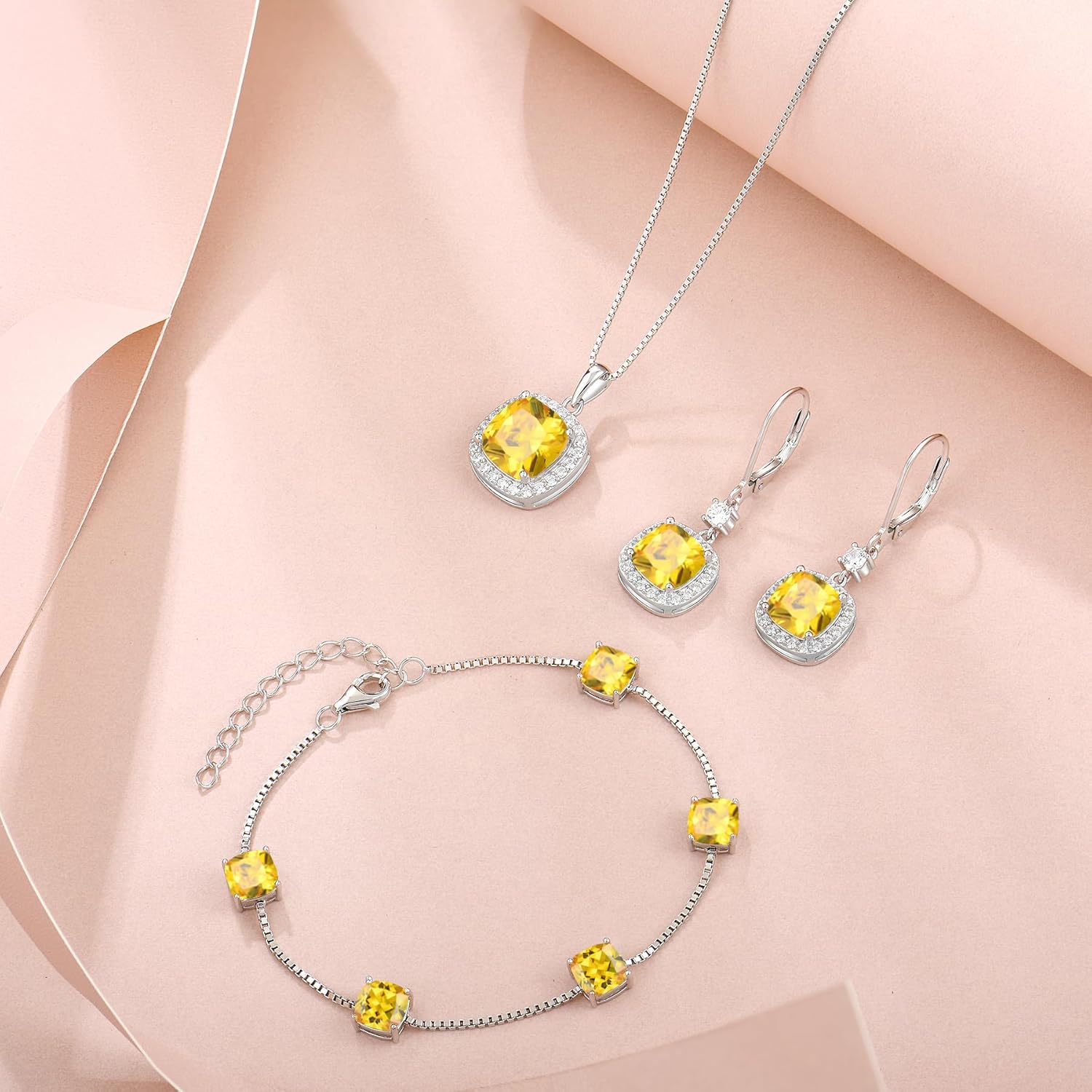 Birthstone Bracelet for Women 925 Sterling Silver Dainty Princess Cut Link Bracelet Jewelry Gifts for Her - Image 5