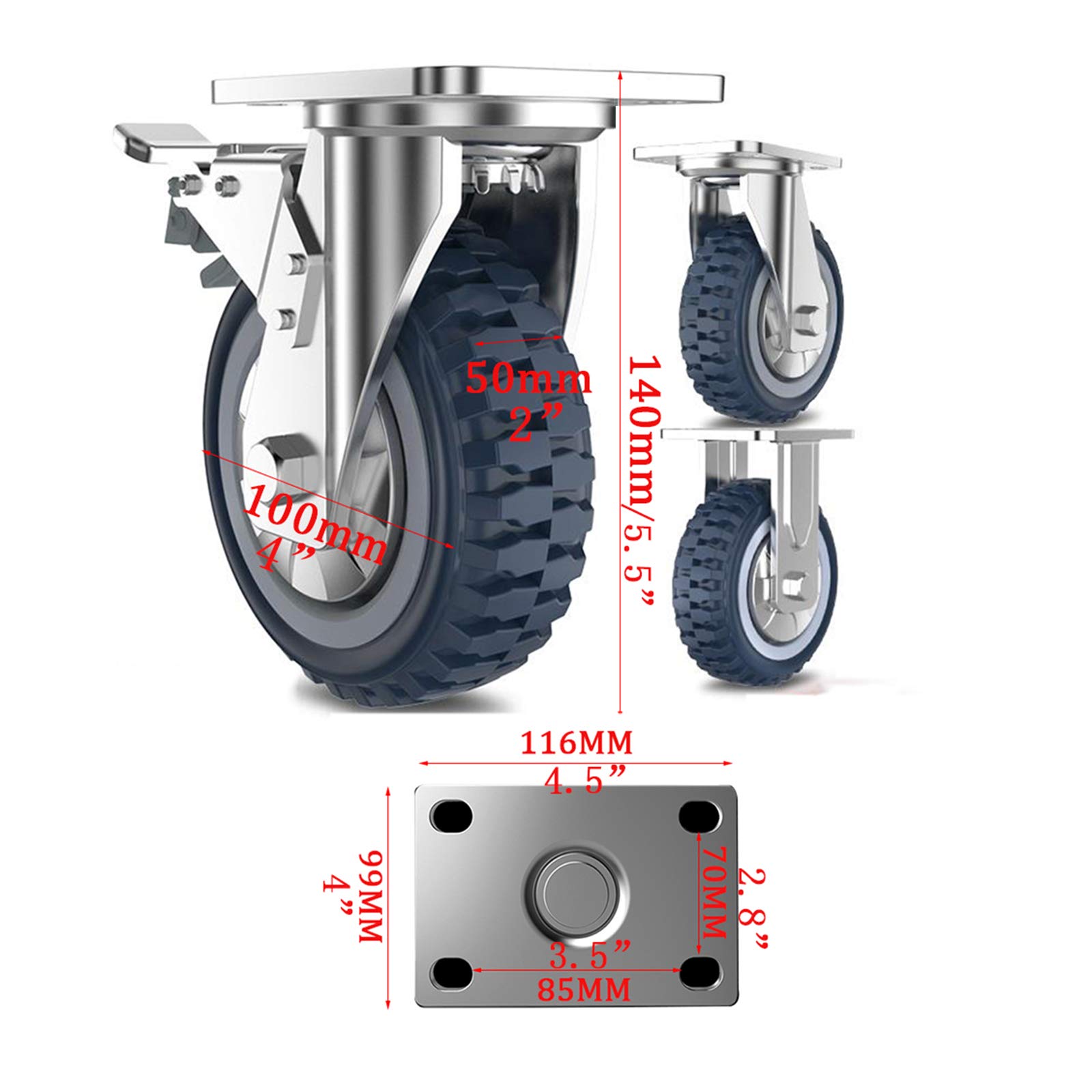 VidaXL 4X Ruedas Transporte Giratorias Manipulación