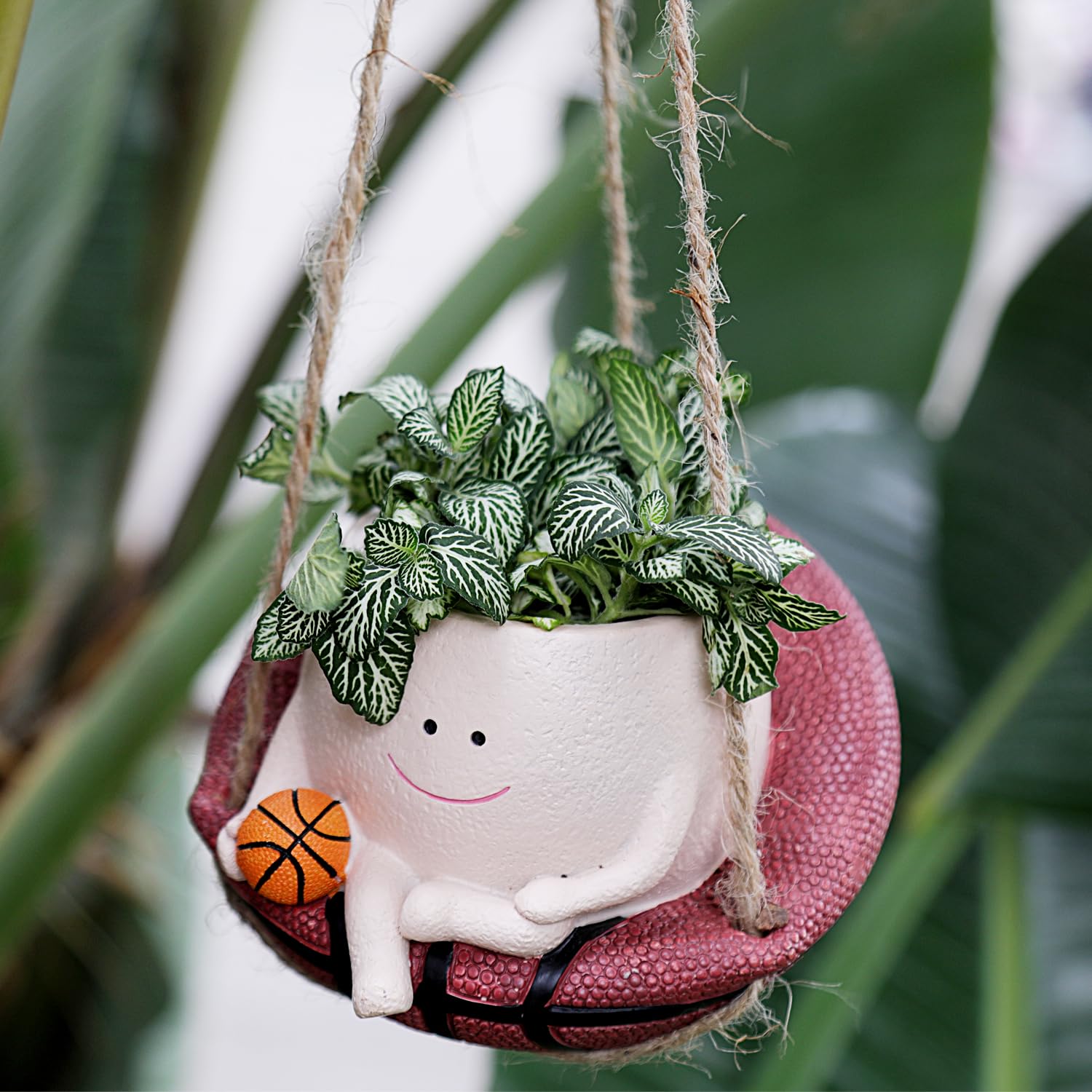 Amazon.com: Camotank Swinging Chair Planter Pot Hanging Smile Face Plant Pot  for Plants, Cute Head Flower Pots with Basketball for Succulent String of  Pearls Unique Gift on Mother's Day, Birthday, Christmas :