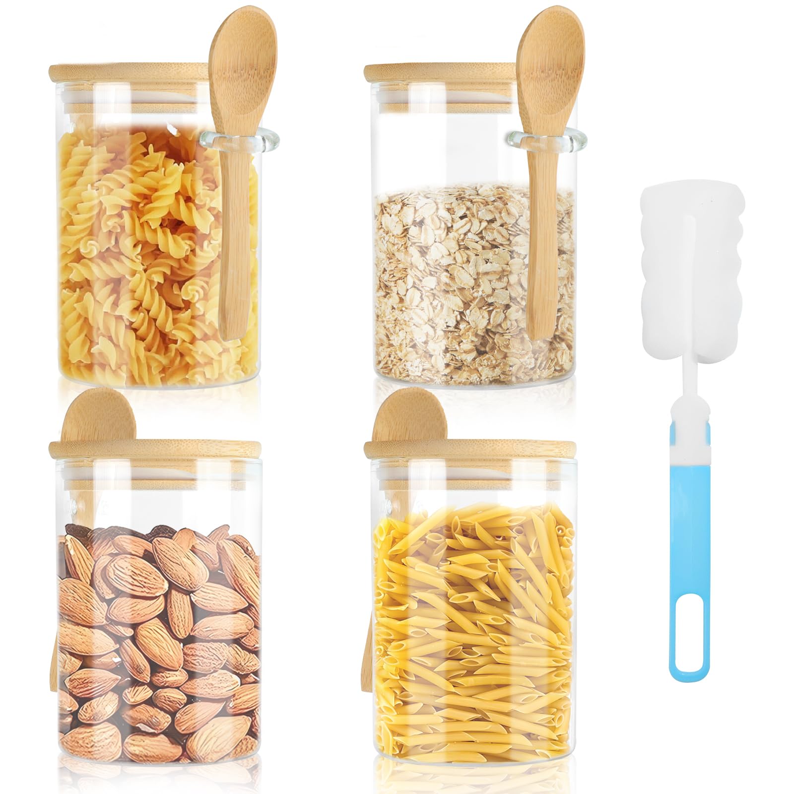 Barattoli In Vetro Con Coperchio - Set Di 4 Da 540ML, Ermetici, Per Alimenti, Con Etichette E Penna - Foto 4