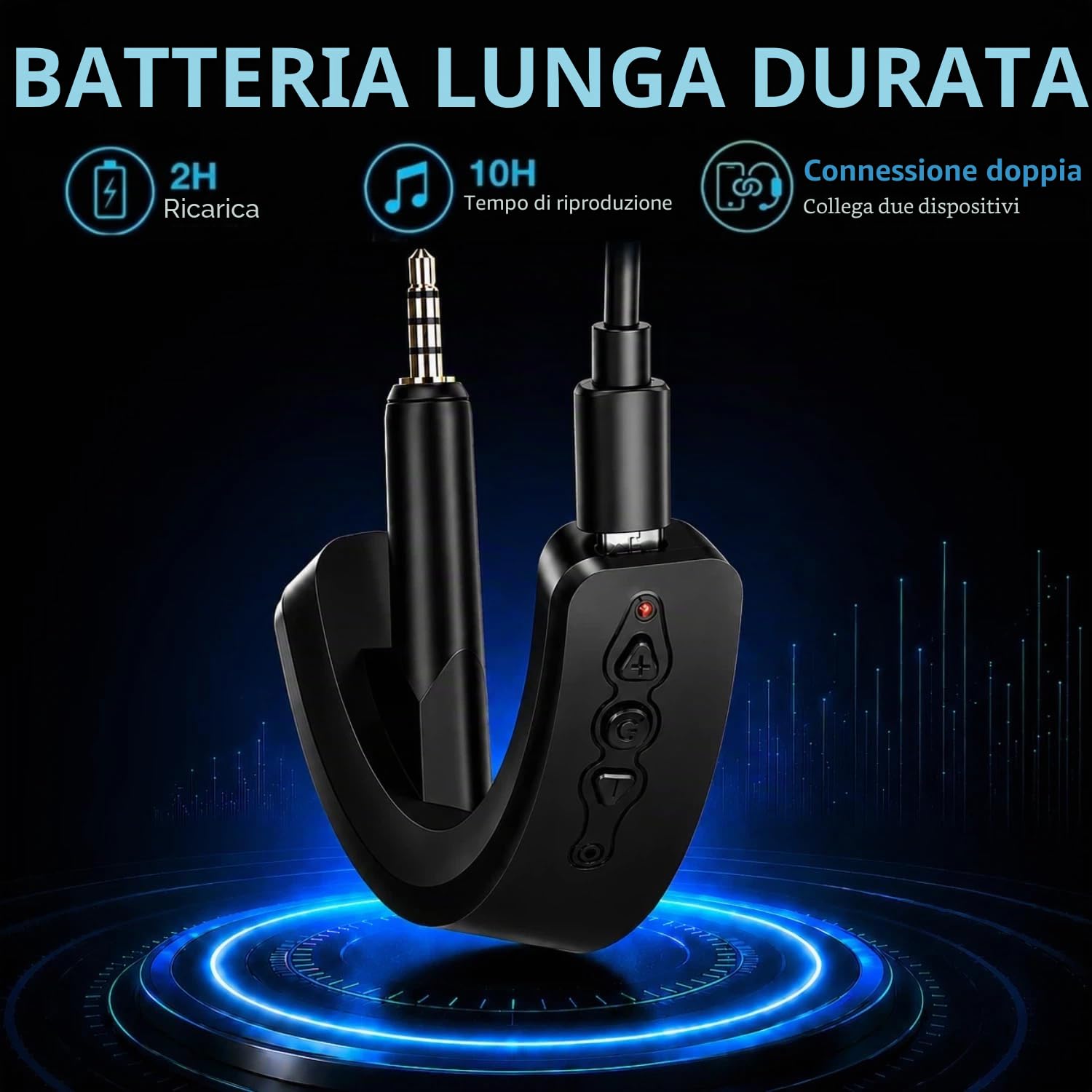 Adattatore Bluetooth per Bose QuietComfort 15, Nero | Aggiungi audio Bluetooth alle cuffie Bose QC15, con supporto AptX, microfono integrato e controlli del volume