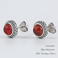 Vista 52 de Real Crystal Birthstone Sterling Silver Stud Earrings Jewelry for Women Fashion Trendy Western 925 Antiqued Boho Handmade Best Gift for Her keenove