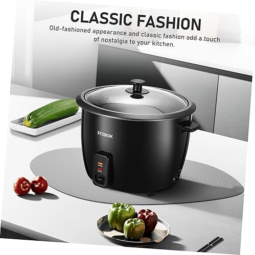 Miniatura 3 de Lurrose Arrocera eléctrica con tapa transparente, olla portátil para estofado doméstico para sopa de gachas de arroz, sopa y vaporera, enchufe de