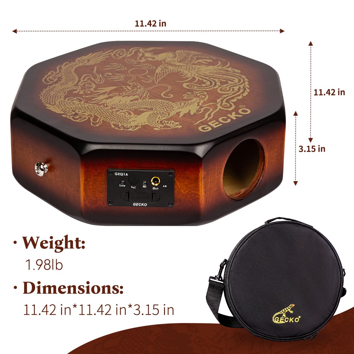 Cajon portable avec micro intégré, tambour de voyage pour performance sur scène, volume réglable, cajon électrique acoustique pour musiciens avec sac de transport