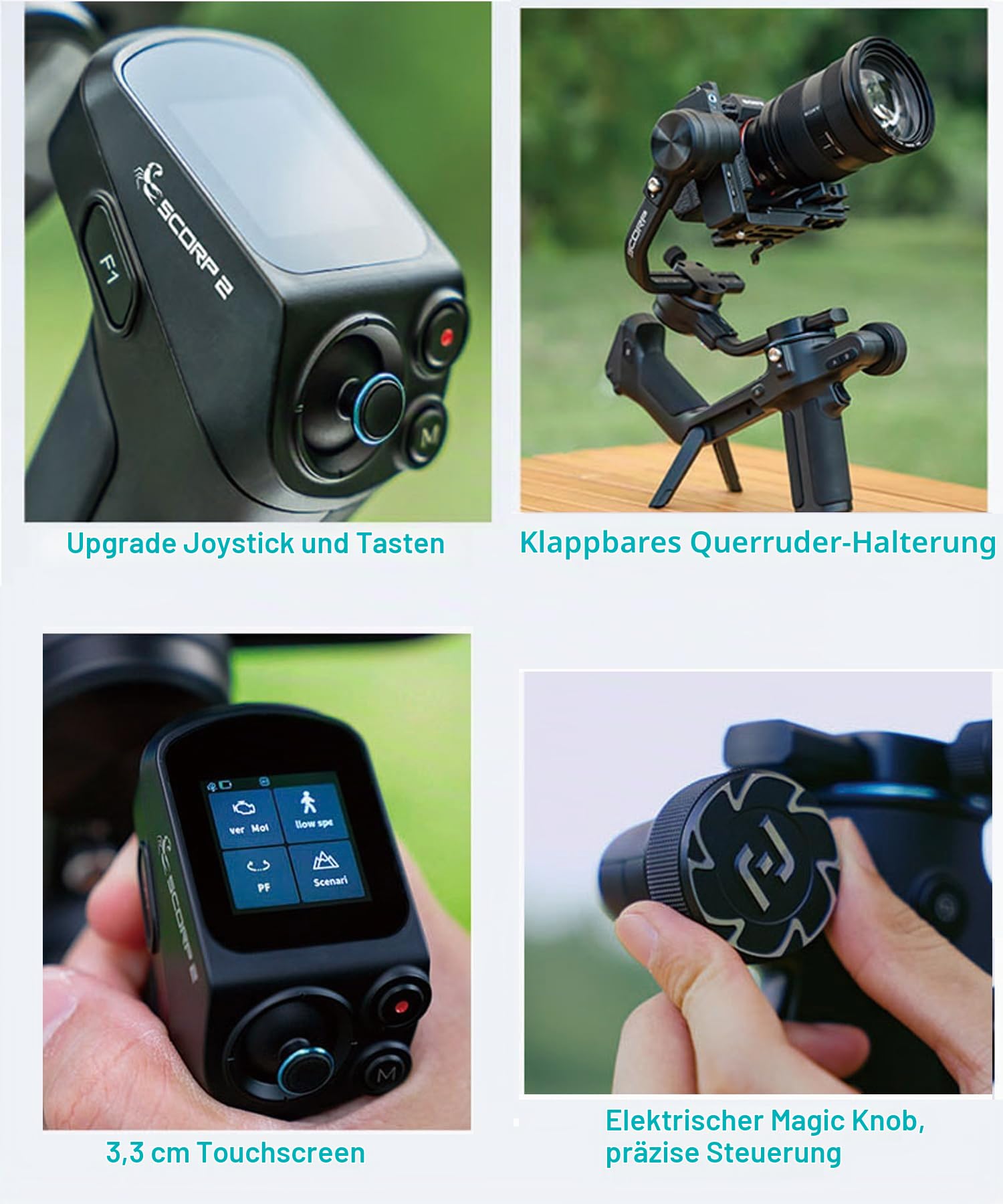 FeiyuTech SCORP-2 Kit Kamera Stabilisator, integrierter AI-Tracker, 3-Achsen-Gimbal für spiegellose Sony/Canon/Nikon/Fujifilm- und DSLR-Kameras, Upgrade-Joystick und Touchscreen, 5.51lbs Zuladung