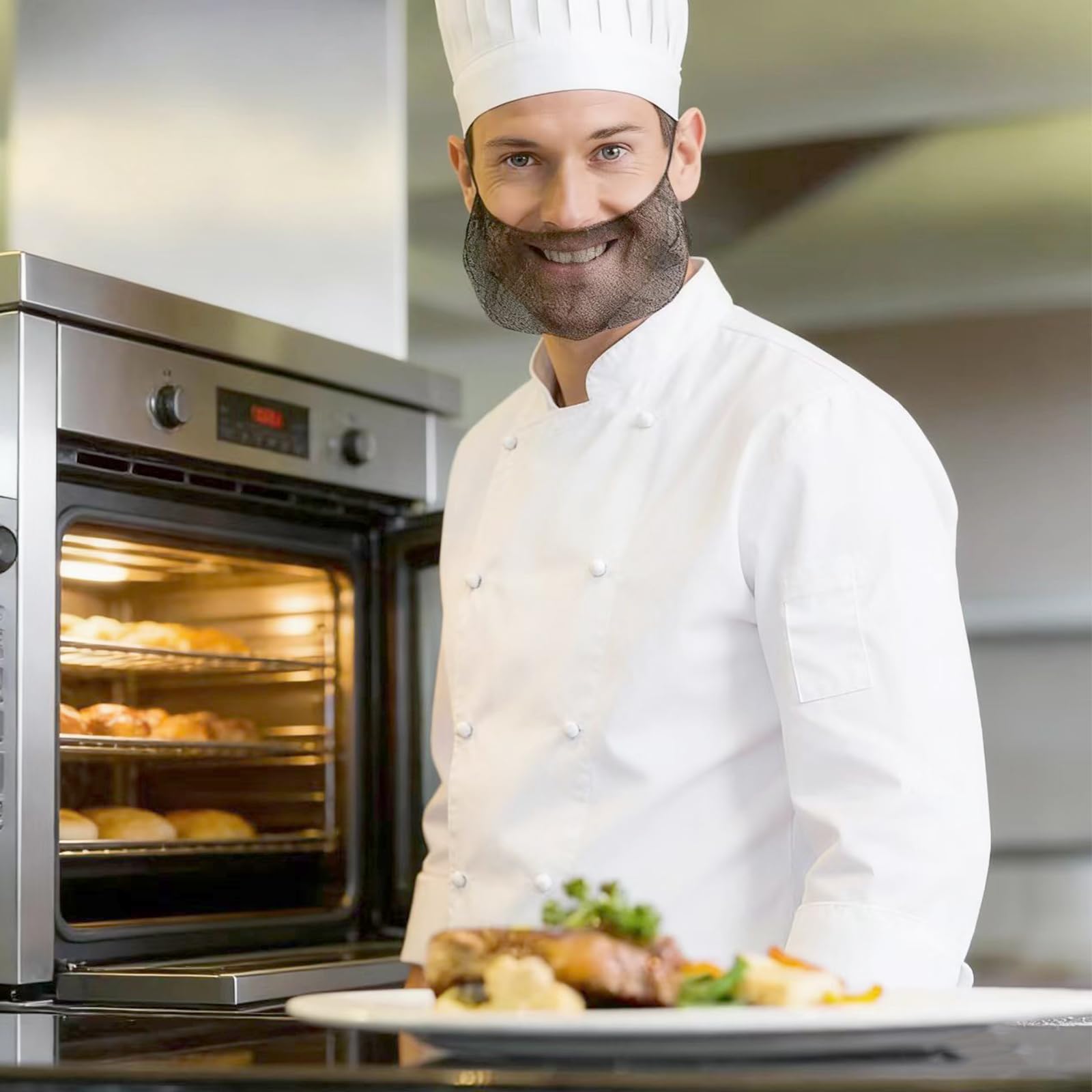 500 Pcs Black Beard Nets - Disposable Beard Nets for Food Service, Breathable Nylon, 18" Protective Beard Covers for Restaurant Staff for Men - 5