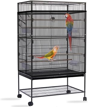 Daoeny Bird Cage Seed Catcher, Large Bird Cage Cover, Adjustable Soft Airy Nylon Mesh Net, Birdcage Cover Skirt Seed Guard for Parrot Parakeet Macaw African Round Square Cages Black