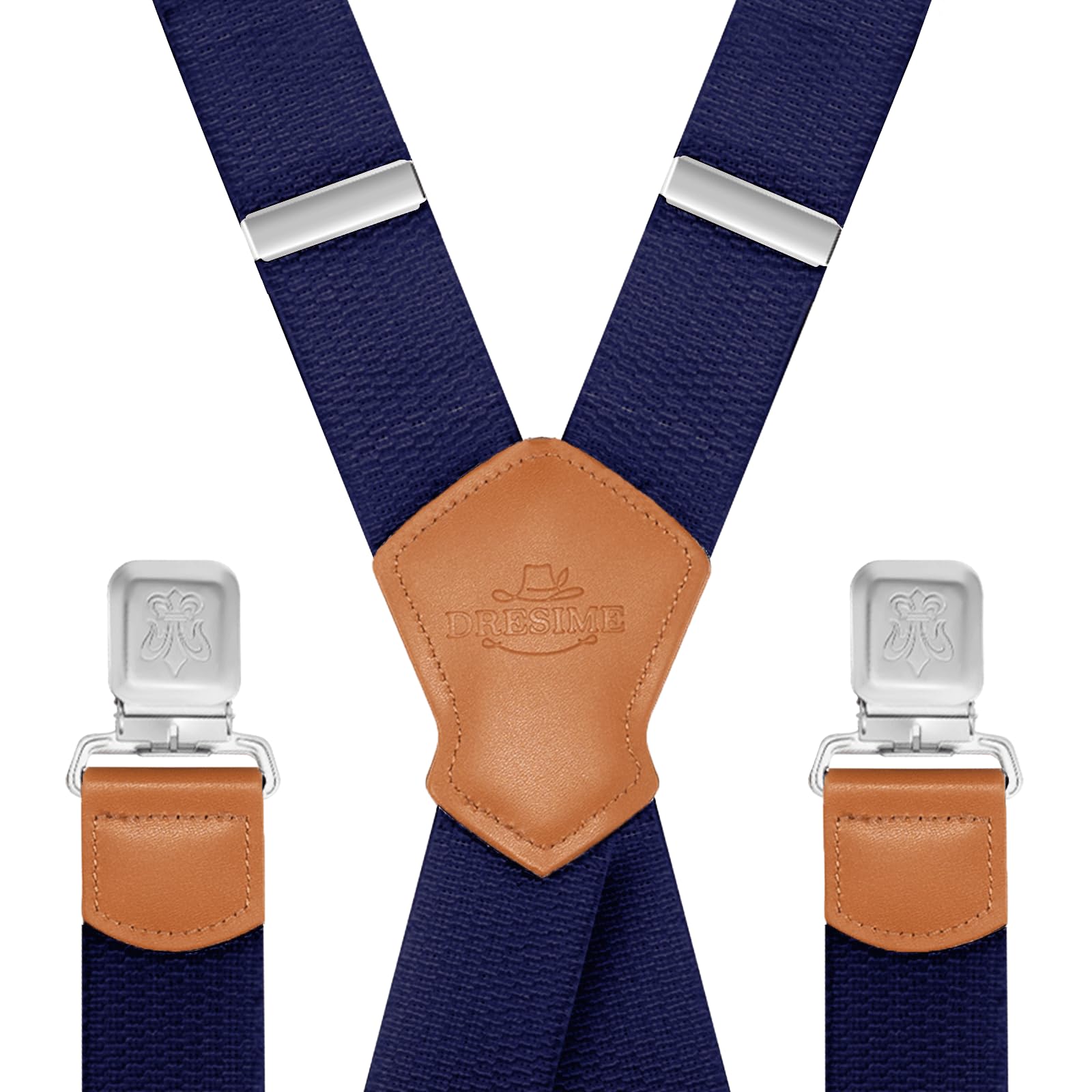 Dresime Bretelle da Uomo per pantaloni con 4 clip forti 4 cm di larghezza, per Uomini e Donne Grandi e alti Larghezza Regolabile di Elastiche e Forma a X Elastica