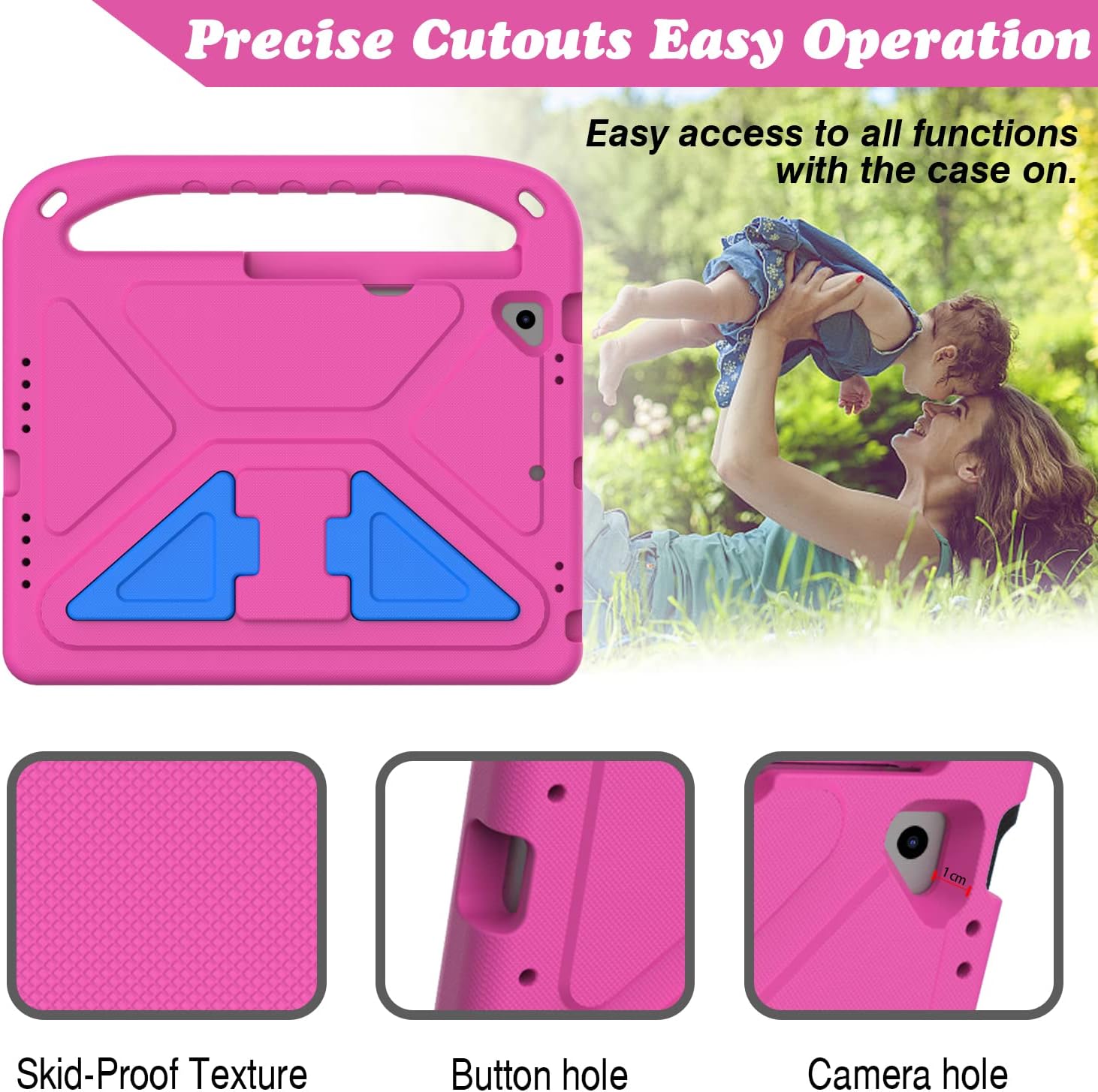 GOZOPO Kids case for iPad 9.7 Inch 2018/2017 (6th/5th Generation) -Shockproof Rugged & Light Weight with Handle Stand and Pencil Holder Case Cover for iPad 9.7 / Air 1/Air 2 /Pro 9.7 (Pink) - Image 3