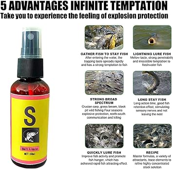 Upgrade Natural Bait Scent Fish Attractants for Baits, High Concentration Fish Bait Attractant Enhancer Liquid, Scent Fish Attractants for Baits, 60ml
