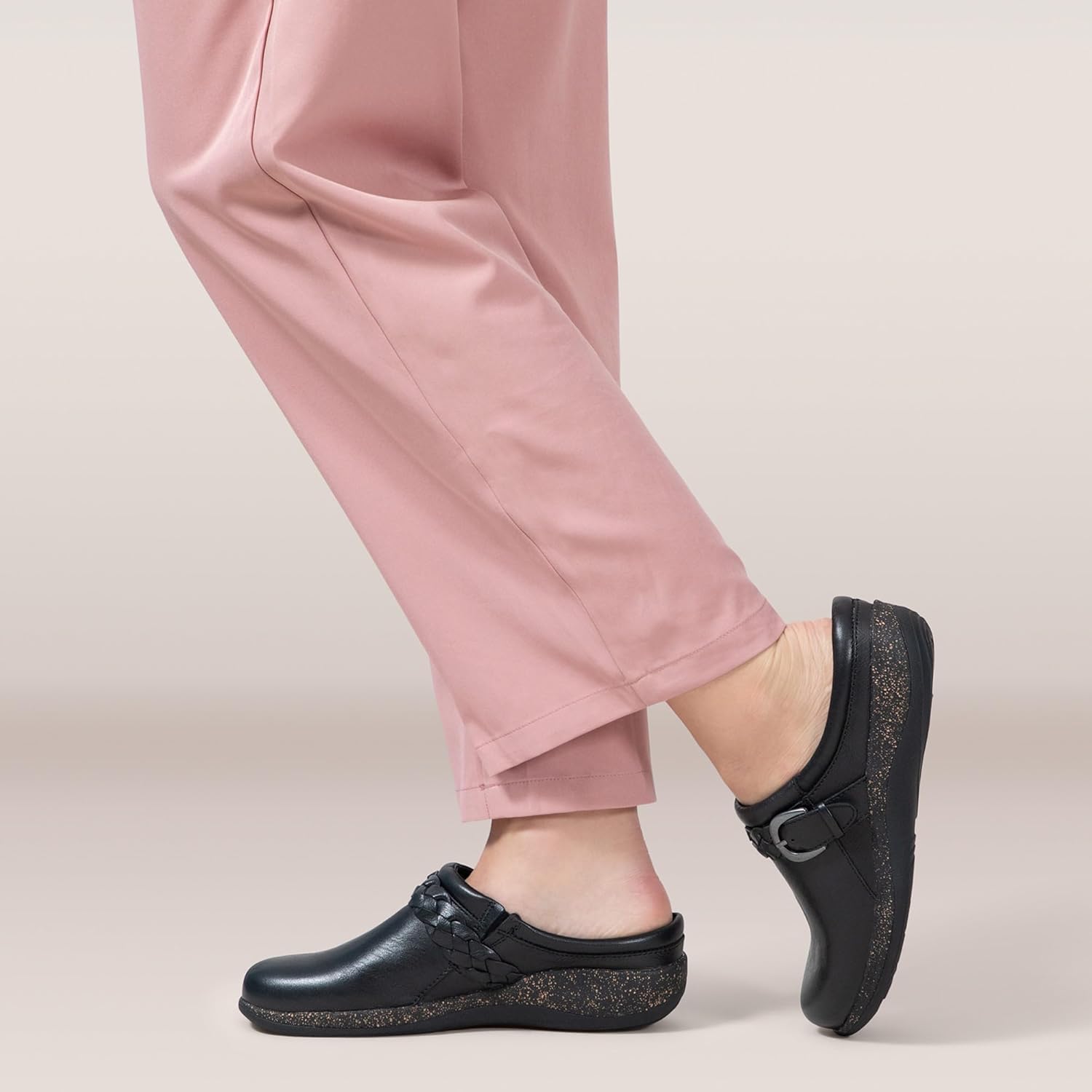 Aetrex Libby Orthopedic Arch Support Comfort Leather Clogs for Women - Lightweight UltraSKY EVA Cork Footbed Arch Support Womens Clogs - Image 2