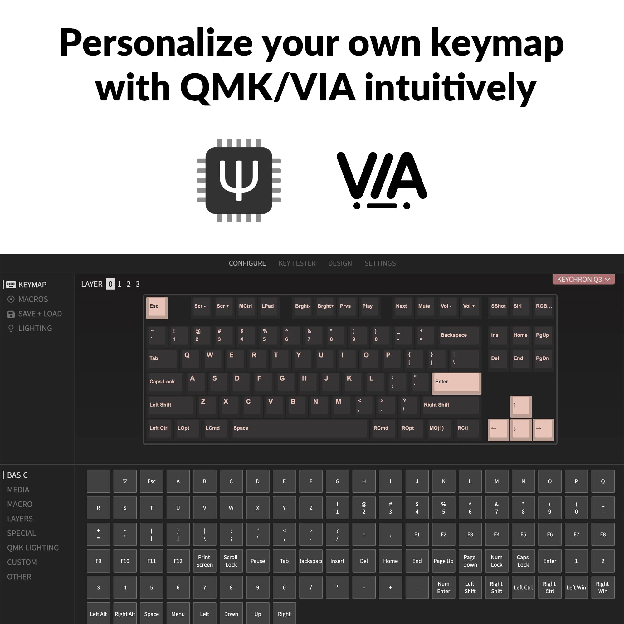 Keychron Q3 QMK/VIA Wired Custom Mechanical Keyboard, Full Aluminum Tenkeyless Layout, Programmable Macro with Hot-swappable Gateron G Pro Brown Switch, Compatible with Mac Windows Linux (Blue)